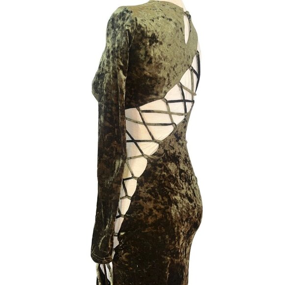 Camila Coelho Gabriel Maxi Dress in Olive Green Small New Womens Bodycon - Picture 9 of 15